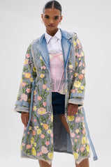 LIFE IN COLOR FLORAL DENIM TRENCH