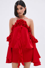 CHIC AF RUFFLE MINI DRESS IN RED
