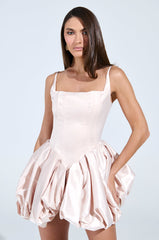 JULIET SATIN MINI DRESS IN LIGHT PINK