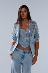 MILA EMBELLISHED BLAZER IN DENIM