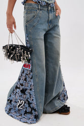 ON POINT PLAID EMBELLISHED DENIM PANT