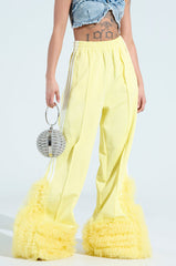 MODERN JAM TRACK PANT WITH TULLE IN YELLOW