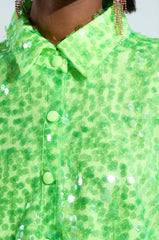 VERONICA SEQUIN COLLARED SHIRT DRESS