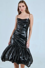 PHOEBE BUBBLE MIDI DRESS IN PU