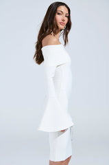 WORK OF ART BANDAGE MIDI DRES IN WHITE
