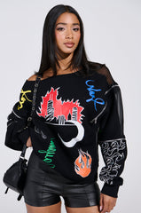 DEEP THOUGHTS OVERSIZED GRAPHIC SWEATSHIRT
