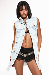 ABBIE DISTRESSED DENIM VEST