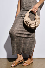 AKIRA ARCADIANA BROWN EMBELLISHED RHINESTONE SANDAL