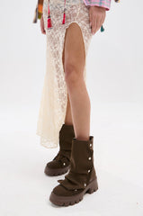 AZALEA WANG BHARTI BROWN FLAT BOOTIE