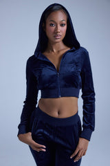 TAYLOR VELOUR FITTED ZIP UP IN NAVY