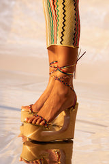 AZALEA WANG FANTASA RAINBOW STRAPPY WEDGE SANDAL