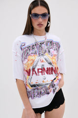 WARNING SIGNS CROPPED GRAPHIC TEE