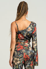 DON'T GET IT TWISTED PRINTED SATIN BLOUSE