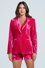 PRETTY IN PINK VELVET BLAZER