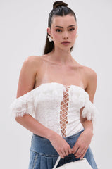 ARIELLE LACE BODYSUIT IN WHITE