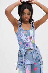 WILD SOUL GRAFFITI CORSET TOP