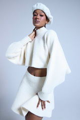 CUDDLE UP FUZZY CROPPED SWEATER IN IVORY