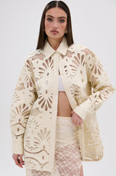 YOU FEELIN ME NOW CUTOUT PU BUTTON UP SHIRT