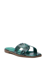 AKIRA HOWDY GREEN SNAKE SLIP ON SANDAL