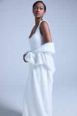 FUZZY KNIT SHAWL NECK CARDIGAN