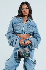 STACKED SLEEVE DENIM JACKET