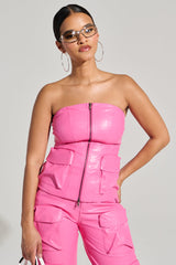 BUBBLEGUM SHORTY CORSET TOP IN PINK