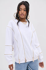 SABRINA ALL OVER ZIPPER SWEATSHIRT