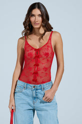 YOU WILL SEE LACE BODYSUIT IN RED