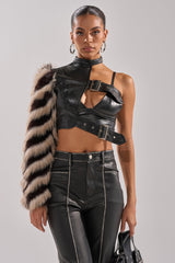 HIGH AND LOW FUR BLOUSE