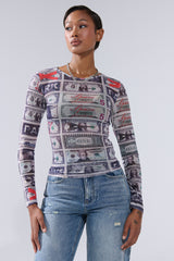 GIMME THE MONEY MESH LONG SLEEVE