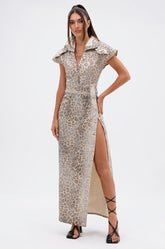 TOO BUSY TO CARE LEOPARD MIDI DRESS