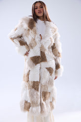 IN MY FEELS PATCHWORK FAUX FUR COAT