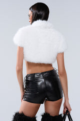 SNOW WHITE CROP FUR SWEATER