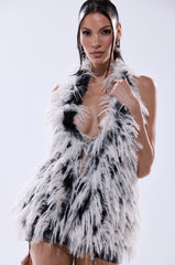 ROUGHED UP FUR HALTER TOP