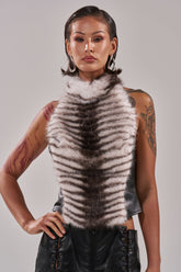 I'M MY OWN SPIRIT ANIMAL MOCK NECK FUR TOP