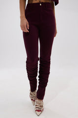 LYNX STACKED TROUSER IN BURGUNDY