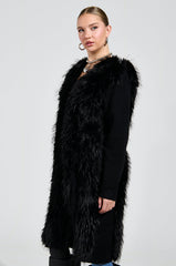 SASHA FIERCE LONG FUR TRIM CARDIGAN