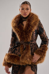 KENZY FUR TRIM MOTO IN JACQUARD