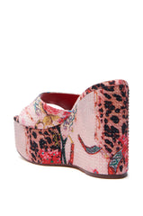 AZALEA WANG KEYARA PINK EMBELLISHED WEDGE SANDAL