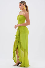 TATI RUFFLE MAXI DRESS IN LIME
