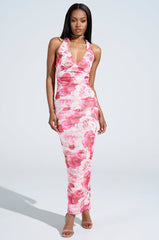 VIOLETS FOR ROSES PRINTED MAXI DRESS