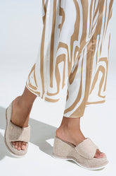 Ā AZALEA WANG NATHALIA BEIGE NOVELTY FLATFORM SANDAL