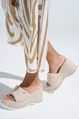 AZALEA WANG NATHALIA BEIGE NOVELTY FLATFORM SANDAL