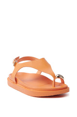AKIRA NICCOLO ORANGE FLAT SANDAL