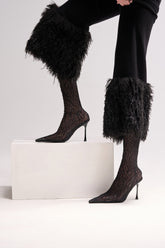 AZALEA WANG NICKLAS BLACK LEOPARD STILETTO BOOTIE