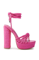 RENEE FUCHSIA ROPE DETAIL LACE UP SANDAL
