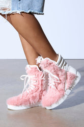 AZALEA WANG RIORDAN PINK FUR HIGHTOP SNEAKER