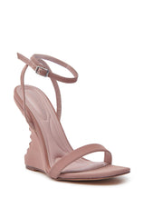 AZALEA WANG SAWNEY MAUVE LACE UP PATENT SANDAL