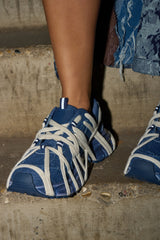 AZALEA WANG SELIE DENIM LACE DETAIL SNEAKER