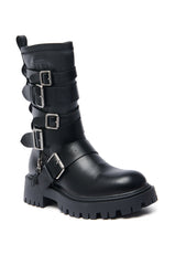AZALEA WANG SPRIDY BLACK BELTED COMBAT BOOTIE